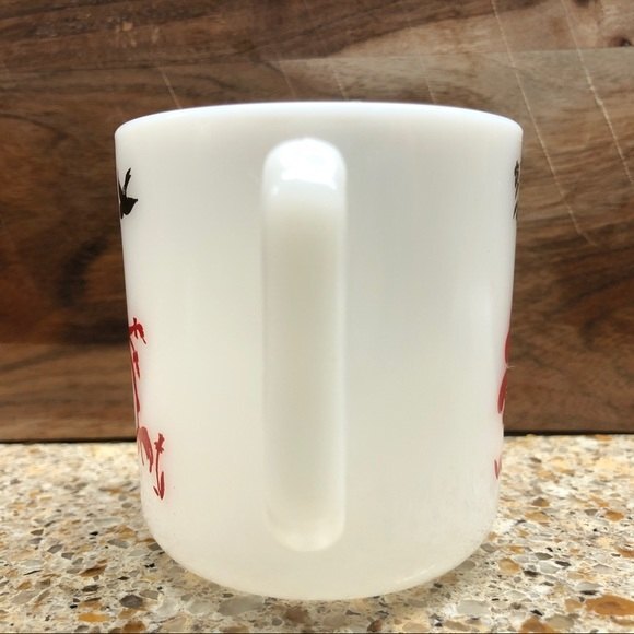 Hazel Atlas Milk Glass Mug White Red Kiddieware Child’s Thank You Prayer Vintage - Picture 5 of 6